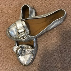 J.crew metallic silver flats